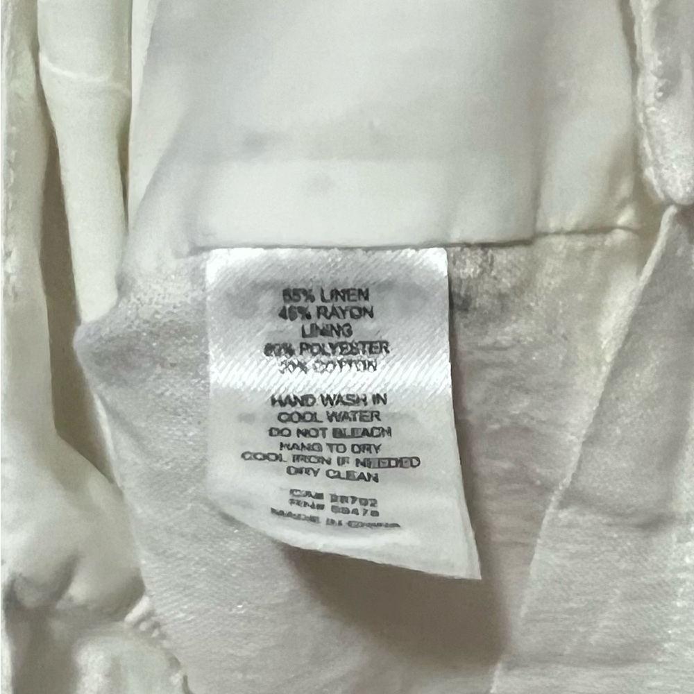Rachel Zoe Linen Blend White Cropped Top Seashell Print Tie Front Size Medium - Picture 5 of 5